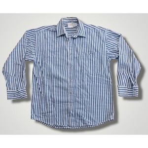 Ash Creek Trading Vintage Button Up Shirt Blue/White Check Size Medium